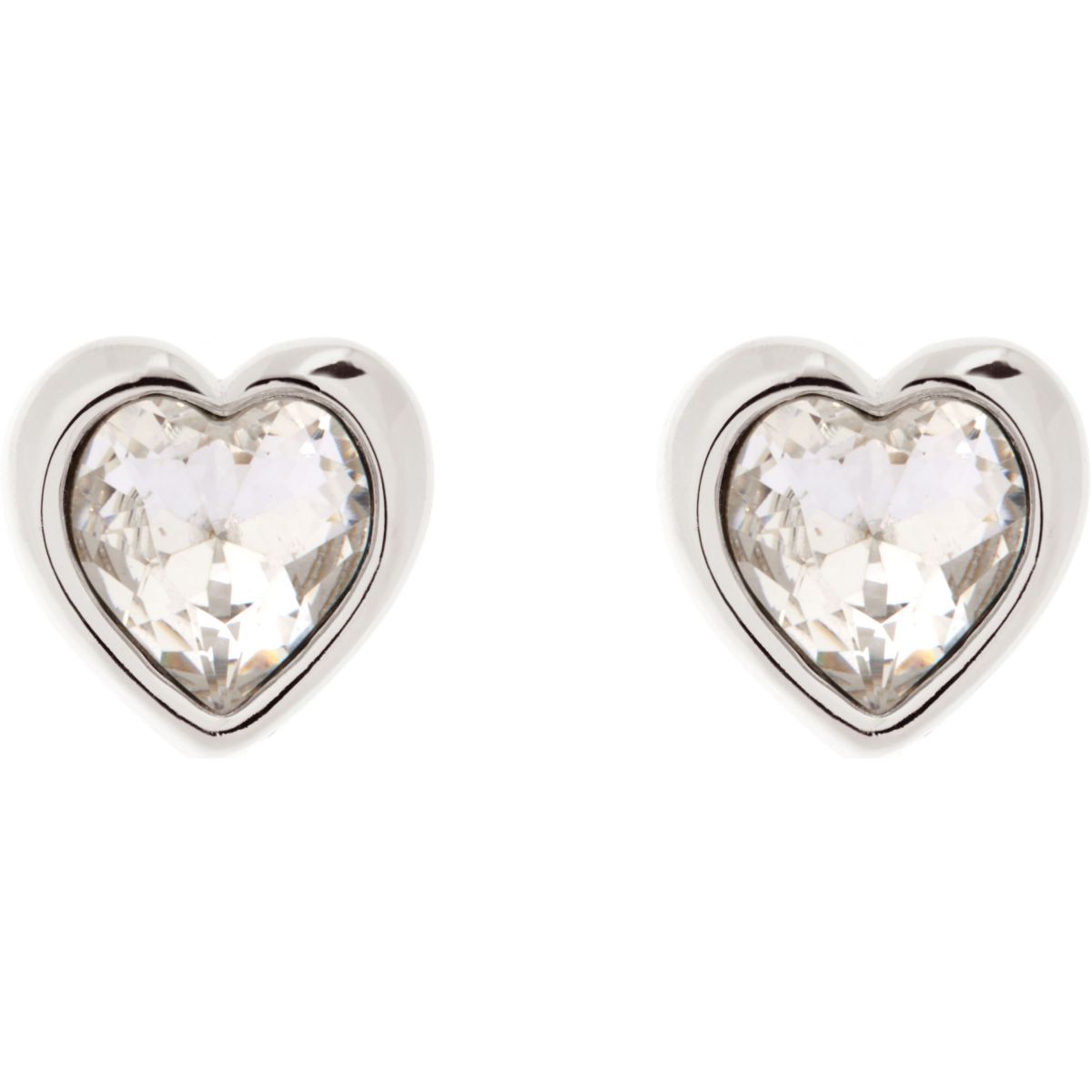 Ted Baker Crystal Heart Stud Earrings In Silver