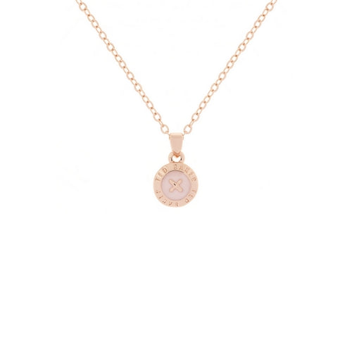 Ted Baker Elvina Mini Enamel Button Pendant In Rose