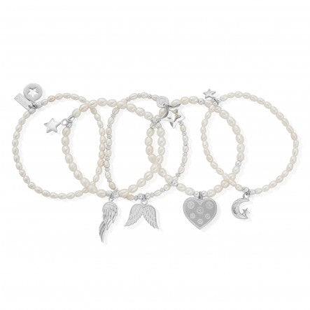 Sterling Silver Set Of 5 Pearl Bracelets