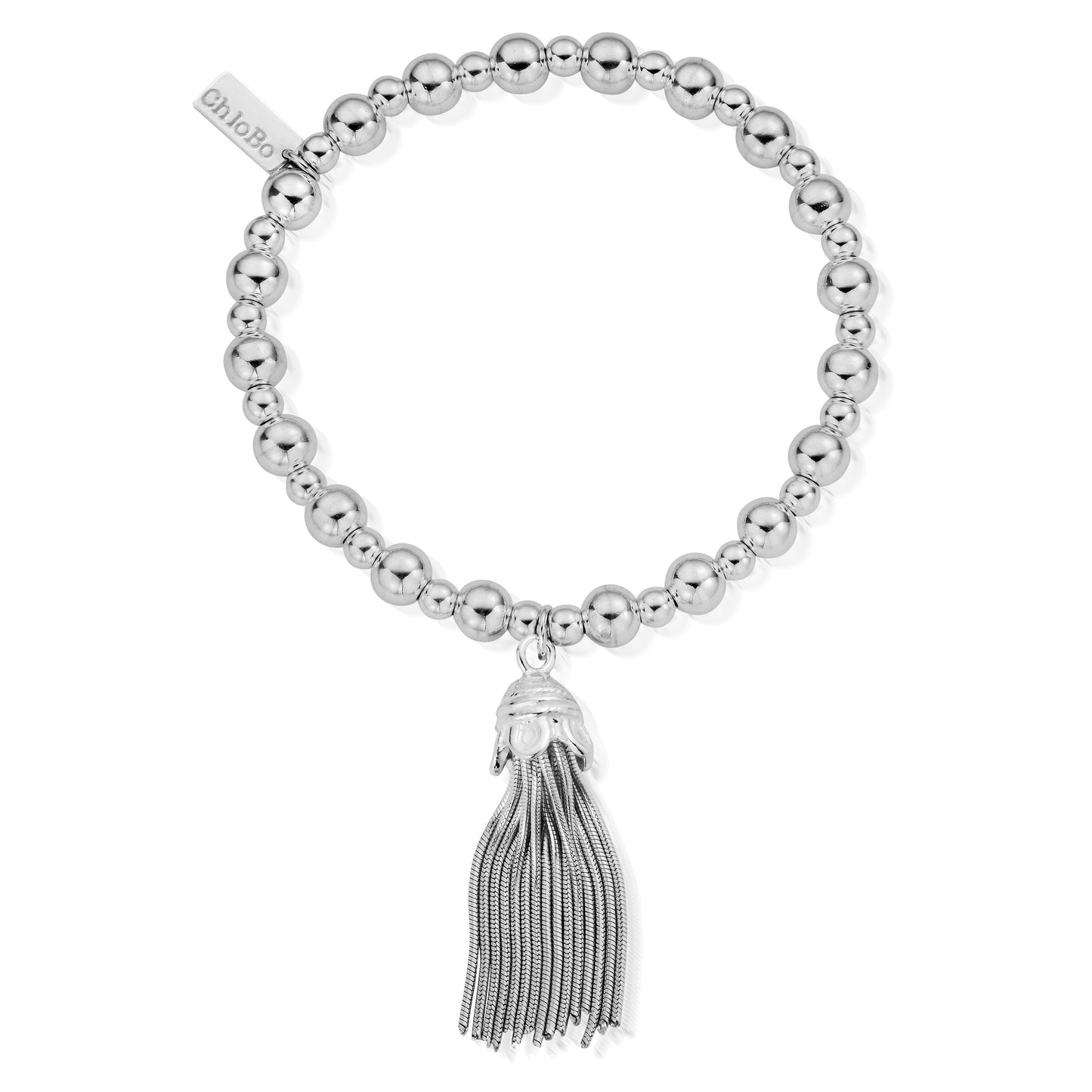 Sterling Silver Tassel Beaded Chlobo Bangle