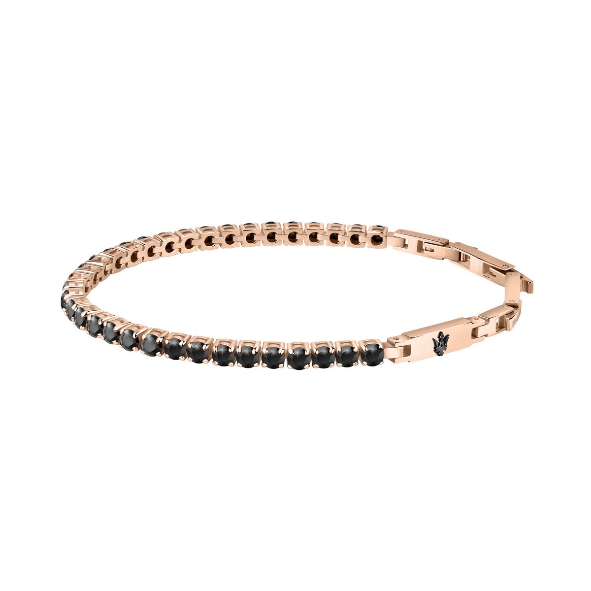 Maserati Rose Plated Steel Black Stone Bracelet