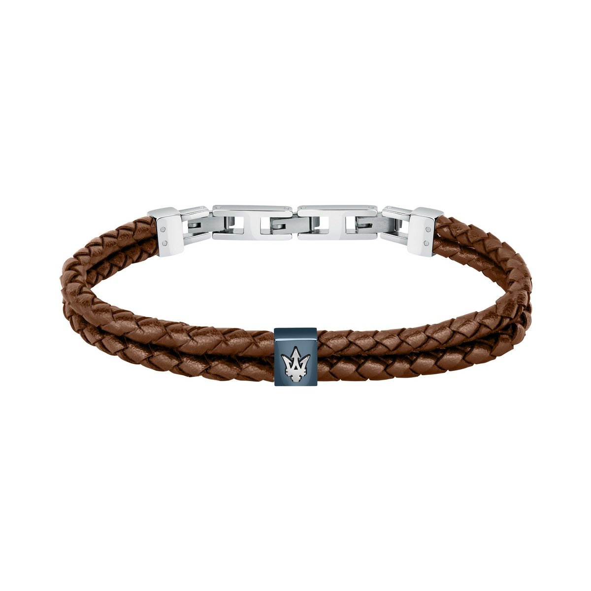 Maserati Brown Recycled Leather Woven Bracelet