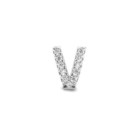 Sterling Silver Cubic Zirconia Initial V