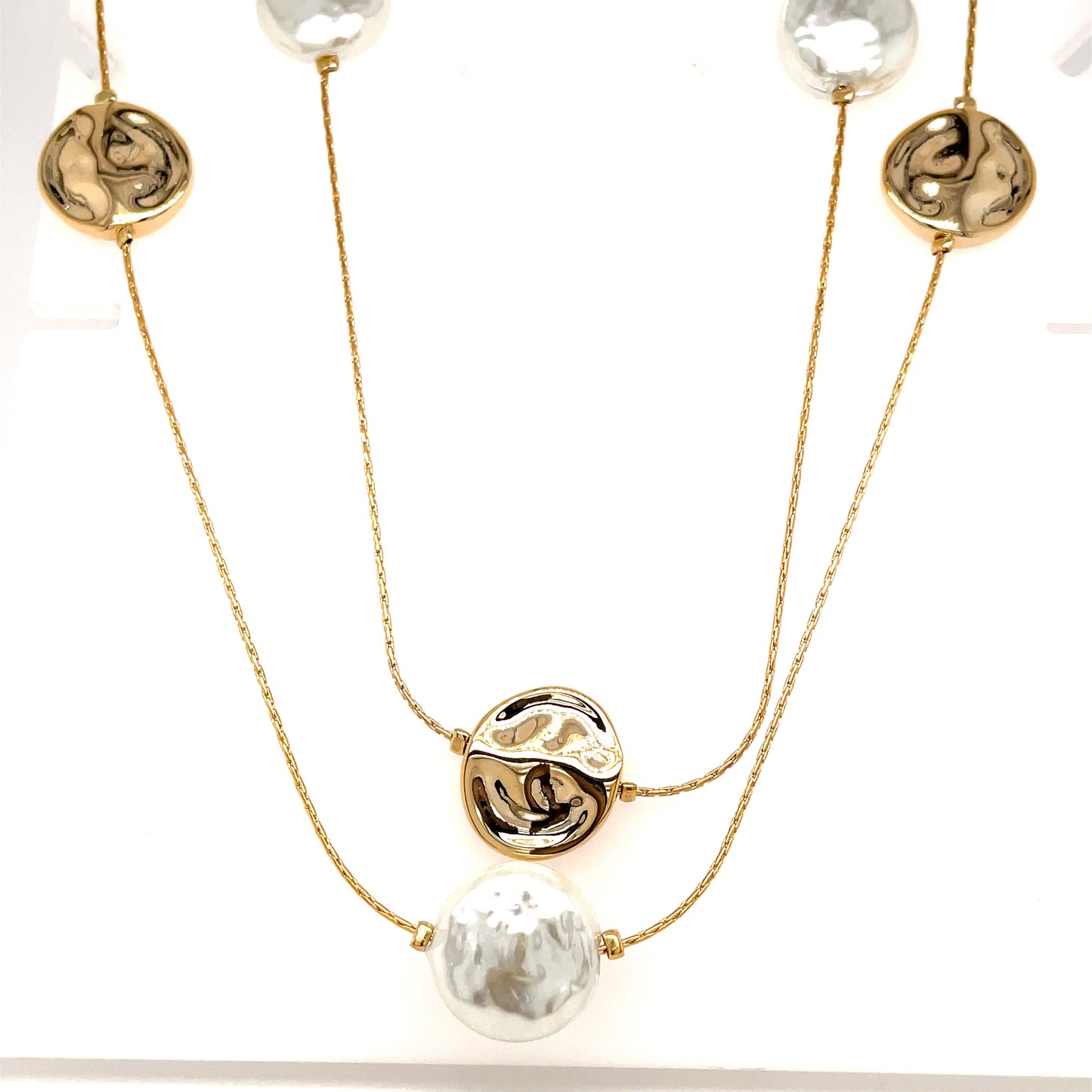 Luxenter Gold Plated Pear And Disc Scattered Necklet