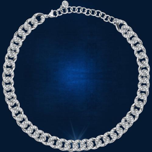 Chiara Ferragni Silver Plated Big Chain Full Pave Necklace