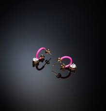 Chiara Ferragni Pink Enamel Cubic Zirconia Huggie Earring