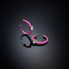 Chiara Ferragni Pink Enamel Cubic Zirconia Hoop Earring