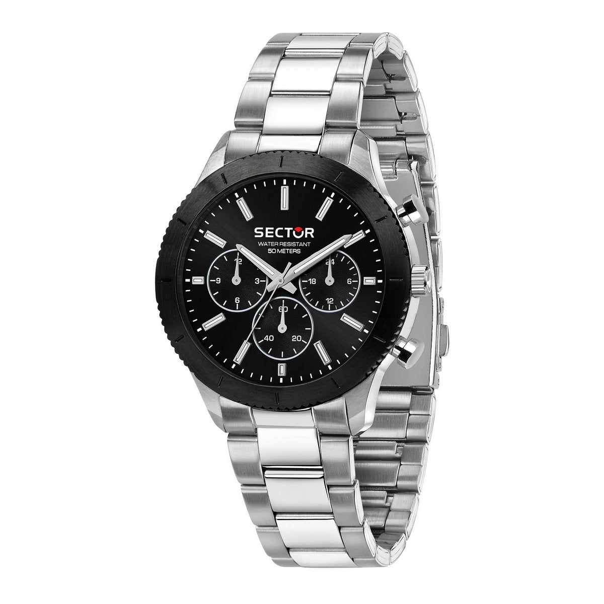 Gents Sector Stainless Steel Round Black Chronograph