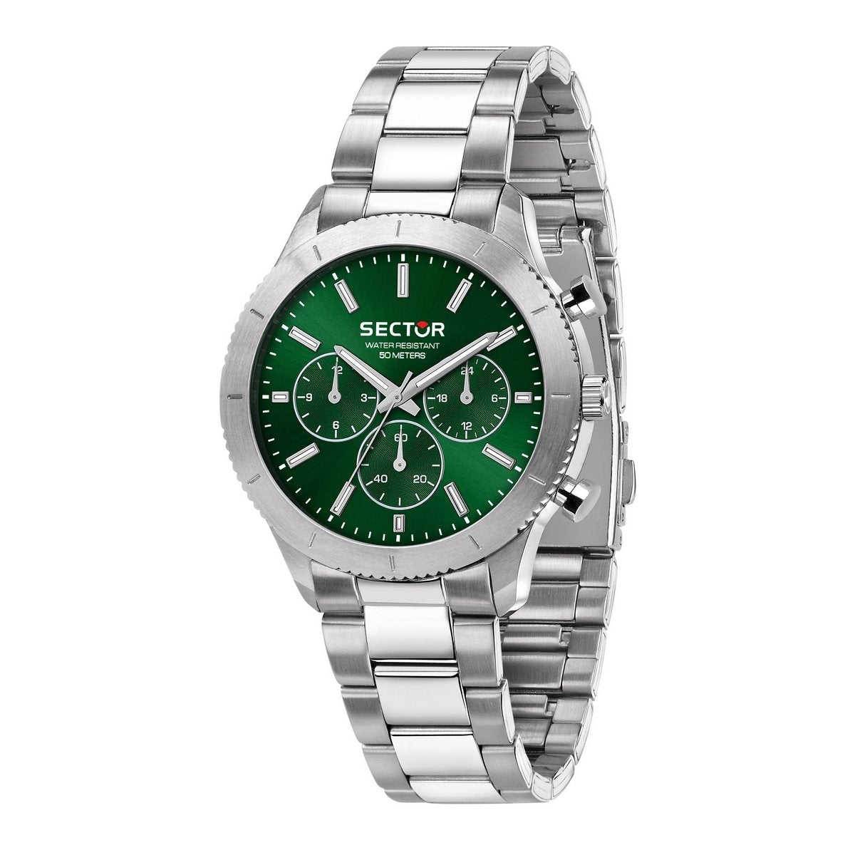 Gents Sector Stainless Steel Round Green Chronograph