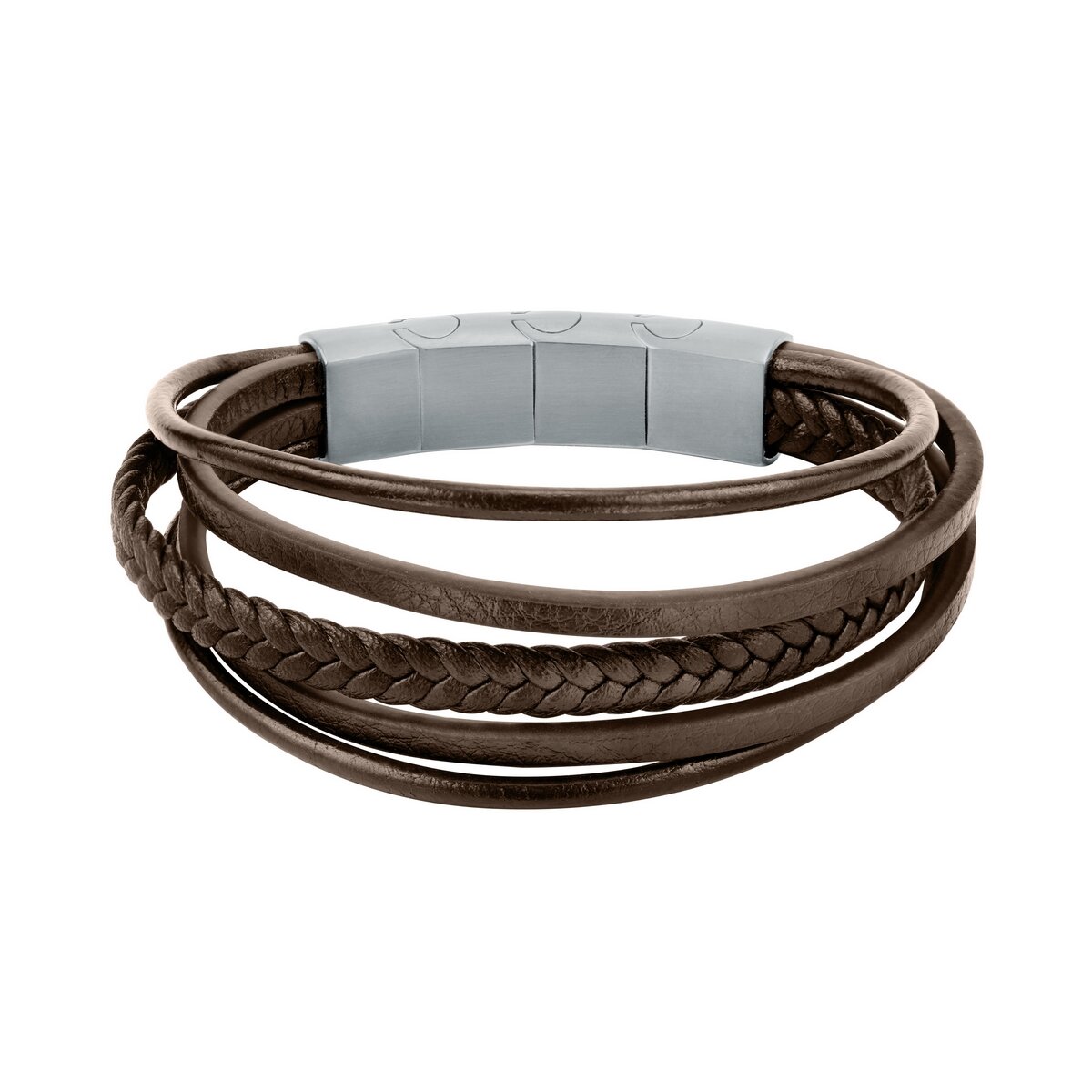Sector Brown Multi Strand Bracelet With Steel Clasp