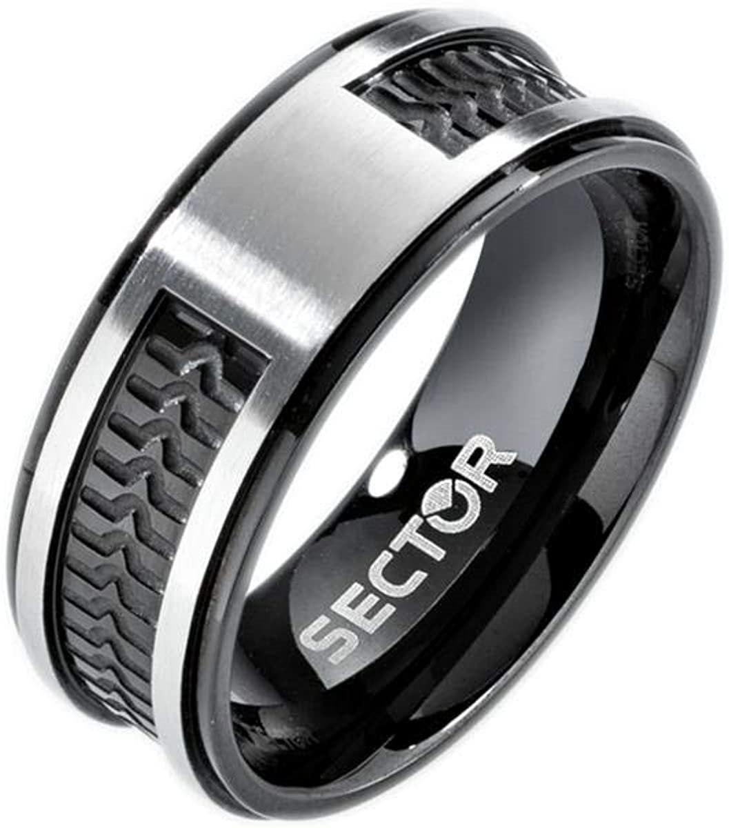 Sector Matte Black And Stainless Steel Ring