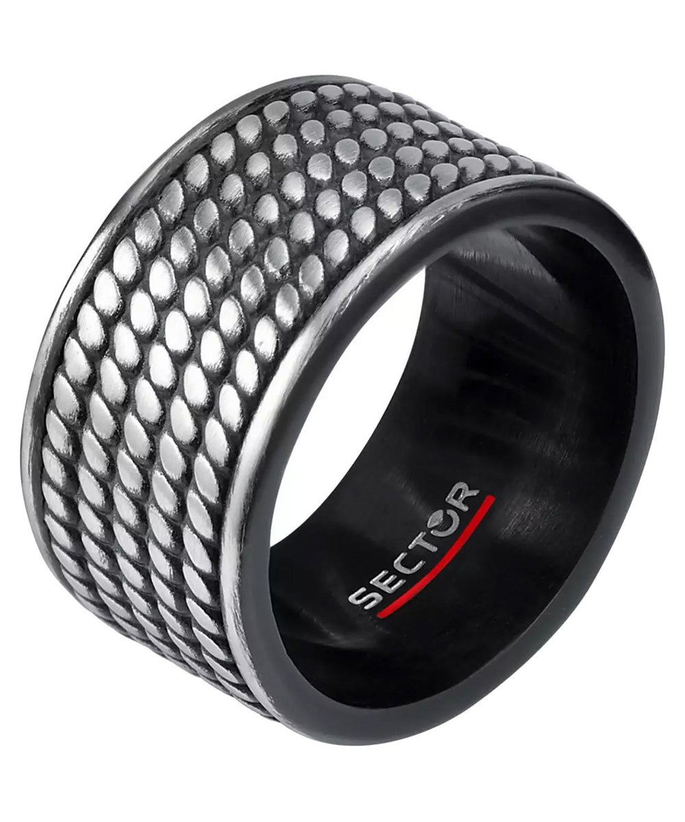 Sector Black 5 Row Beaded Line Ring