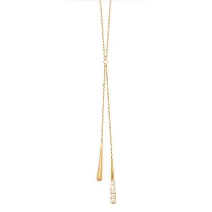 Burren 18ct Gold Plated Double Drop Teardrop Cubic Zirconia Necklet