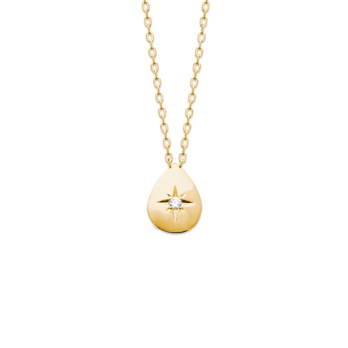 Burren 18ct Gold Plated Teardrop Cubic Zirconia Star Necklet