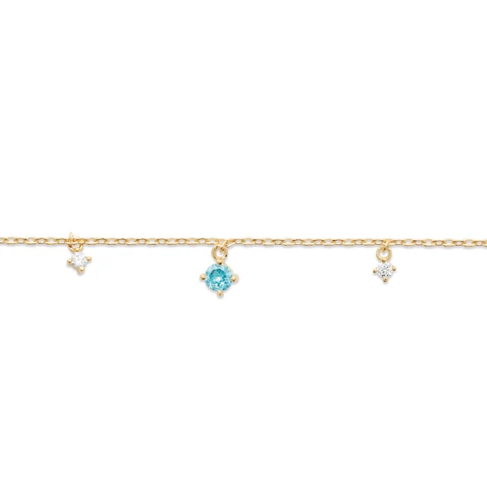 Burren 18ct Gold Plated Blue Cubic Zirconia Drop Scatter Bracelet
