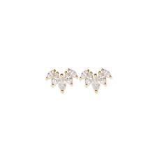 Burren 18ct Gold Plated Graduated Cubic Zirconia Marquis Stud Earring