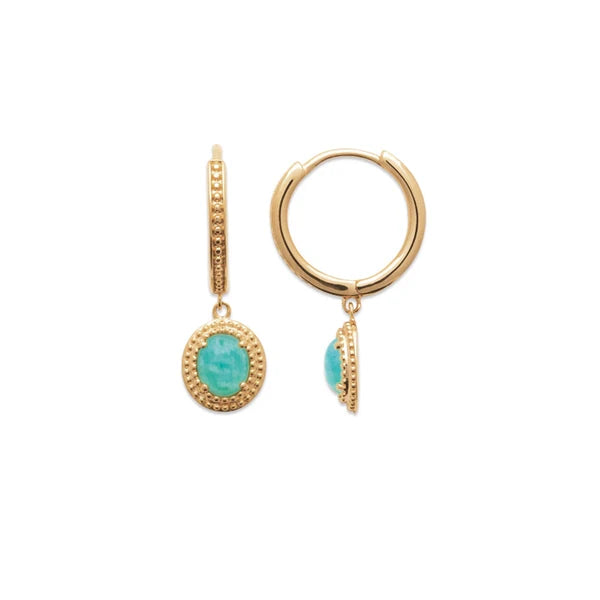Burren 18ct Gold Plated Oval Amazonite Huggie Earring