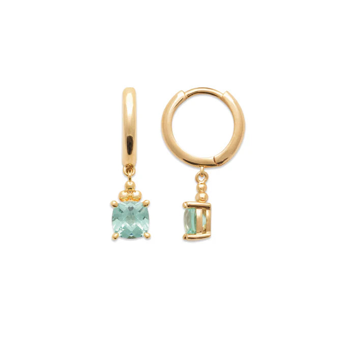 Burren 18ct Gold Plated Blue Cubic Zirconia 4 Claw Huggie Earring