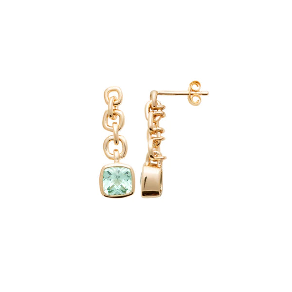 Burren 18ct Gold Plated Green Cubic Zirconia Rubover Chain Drop Earring