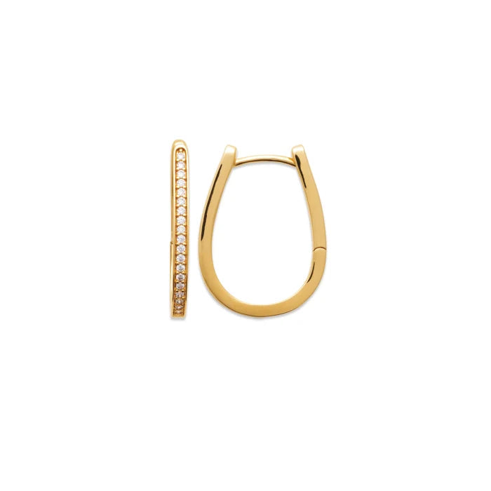 Burren 18ct Gold Plated Oval Cubic Zirconia Huggie Hoop Earring