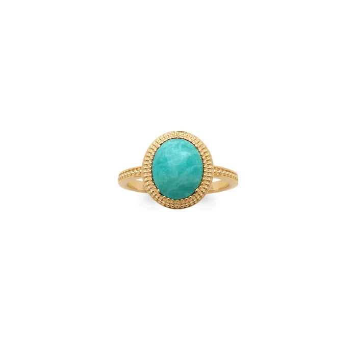 Burren 18ct Gold Plated Oval Amazonite Dress Ring