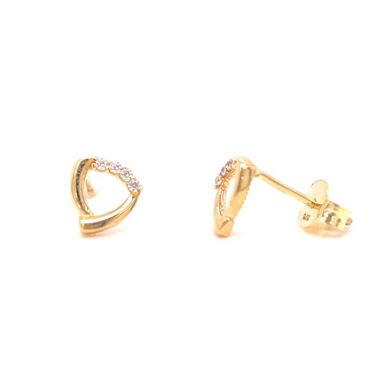 9ct Yellow Gold Open Triangle CZ Earrings