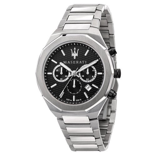 Gents Stainless Steel Maserati Black Chronograph Dial