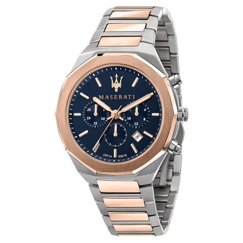 Gents Two Tone Maserati Blue Chronograph Watch