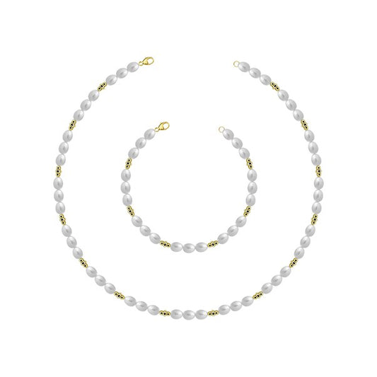 Gold Plated Synthetic Pearl Bracelet 7.5'
