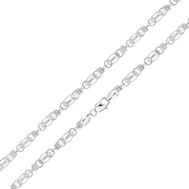 Sterling Silver Oval Flat Fancy Link Bracelet 7.5'