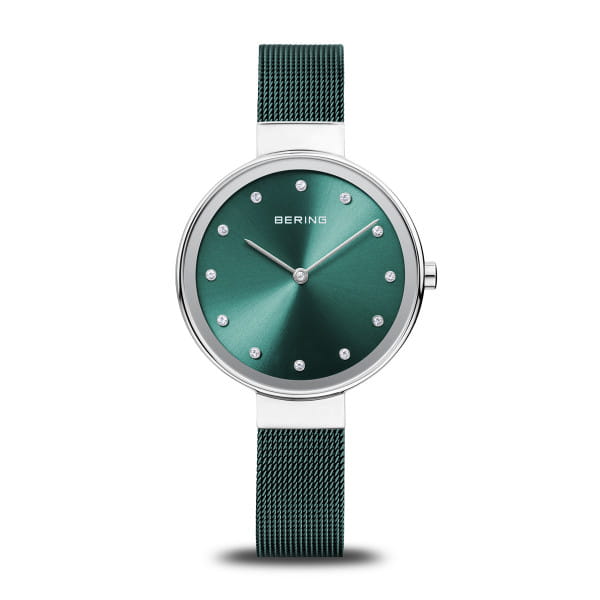 Ladies Stainless Steel Bering Teal Cubic Zirconia Watch