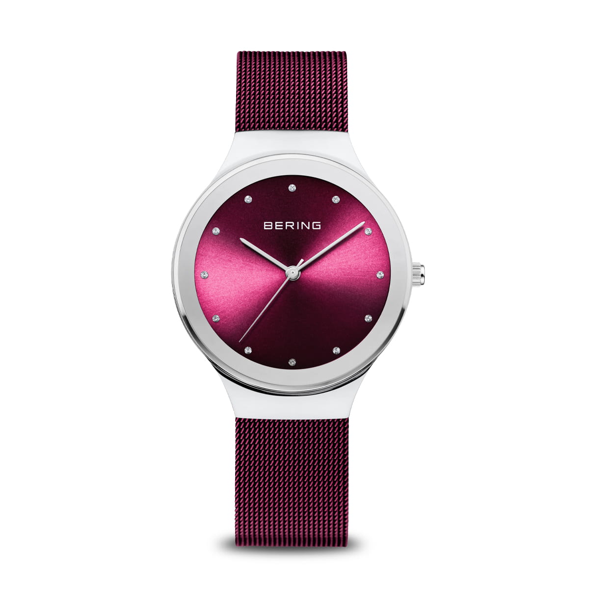 Ladies Bering Purple Cubic Zirconia Mesh Watch