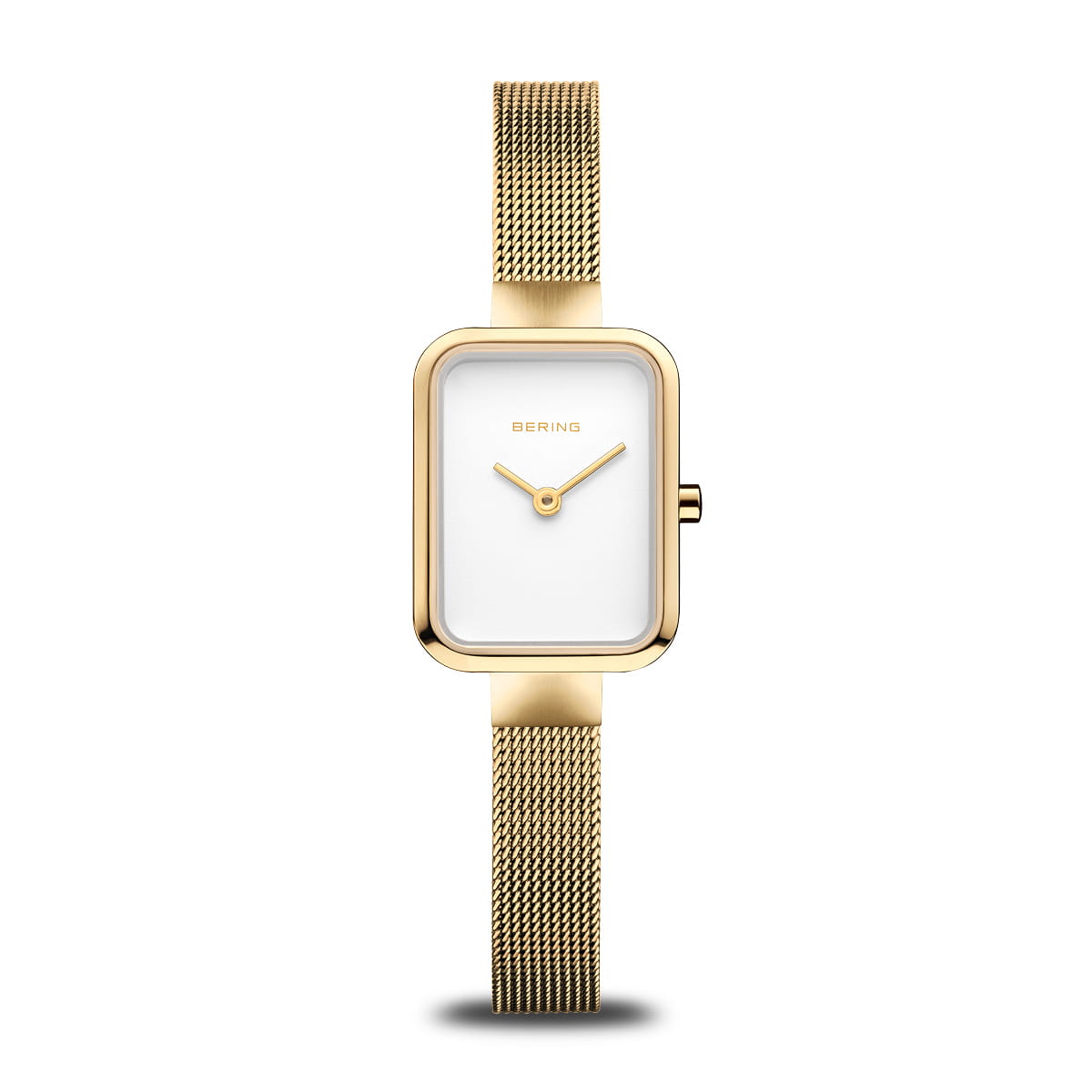 Ladies Bering Rolled Gold Watch Rectangle Dial White Face