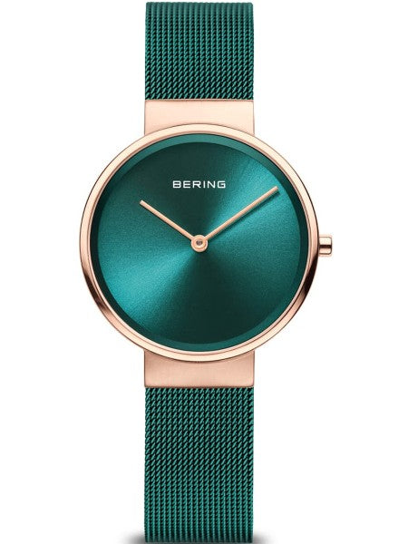 Ladies Rolled Gold Bering Teal Mesh Watch
