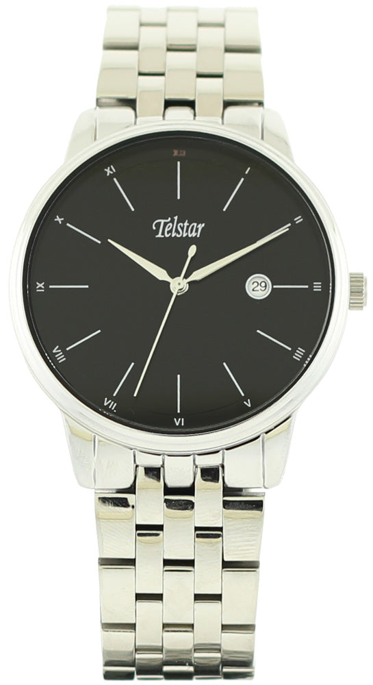 Gents Stainless Steel Bracelet Black Dial Buda Watch