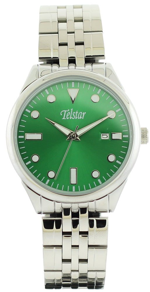 Gents Stainless Steel Bracelet Green Dial Guda Telstar Watch
