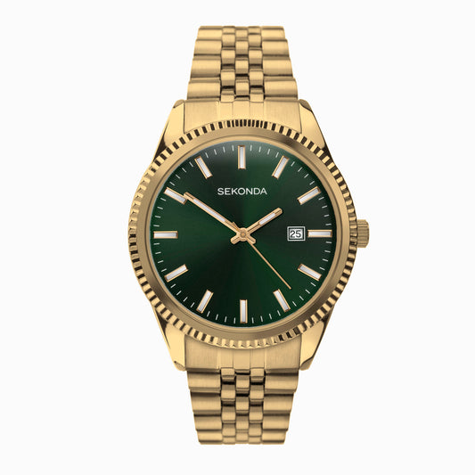 Gents Sekonda Rolled Gold Bracelet Green Dial With Date Watch