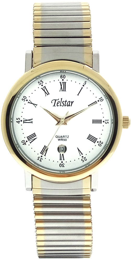 Gents Mixed Epanding Bracelet White Dial Telstar