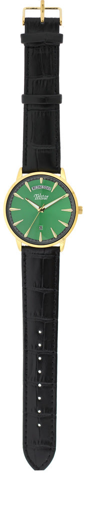 Gents Rolled Gold Strap Green Dial Buda Telstar Watch