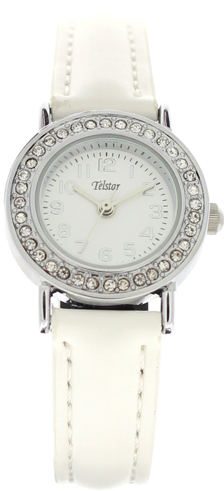 Kids White CZ Set Communion Watch