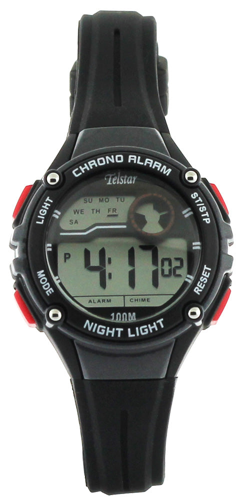 Boys Plastic Strap Red And Black Digital Telstar Watch