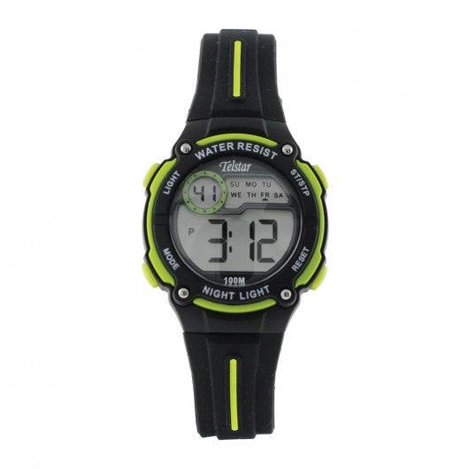 Telstar Digital Sport Watch Black/Green Strap