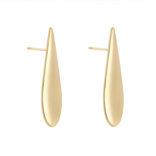 Sterling Silver Gold Plated 40mm Long Chunky Tear Drop Earring