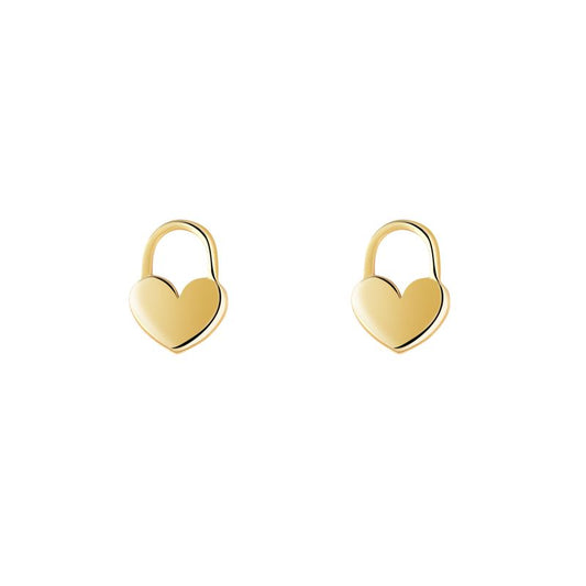 9ct Small Plain Heart Padlock Stud Earrings