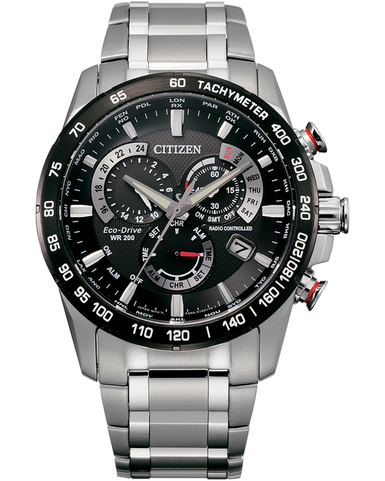 Gents Stainless Steel Black Dial Perpetual Chrono Citizen Watch