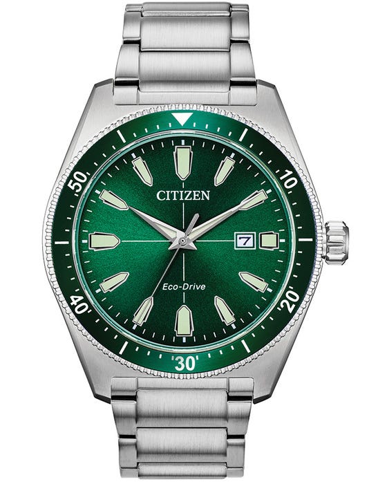 Gents Steel Green Dial Eco Vintage Sport Citizen