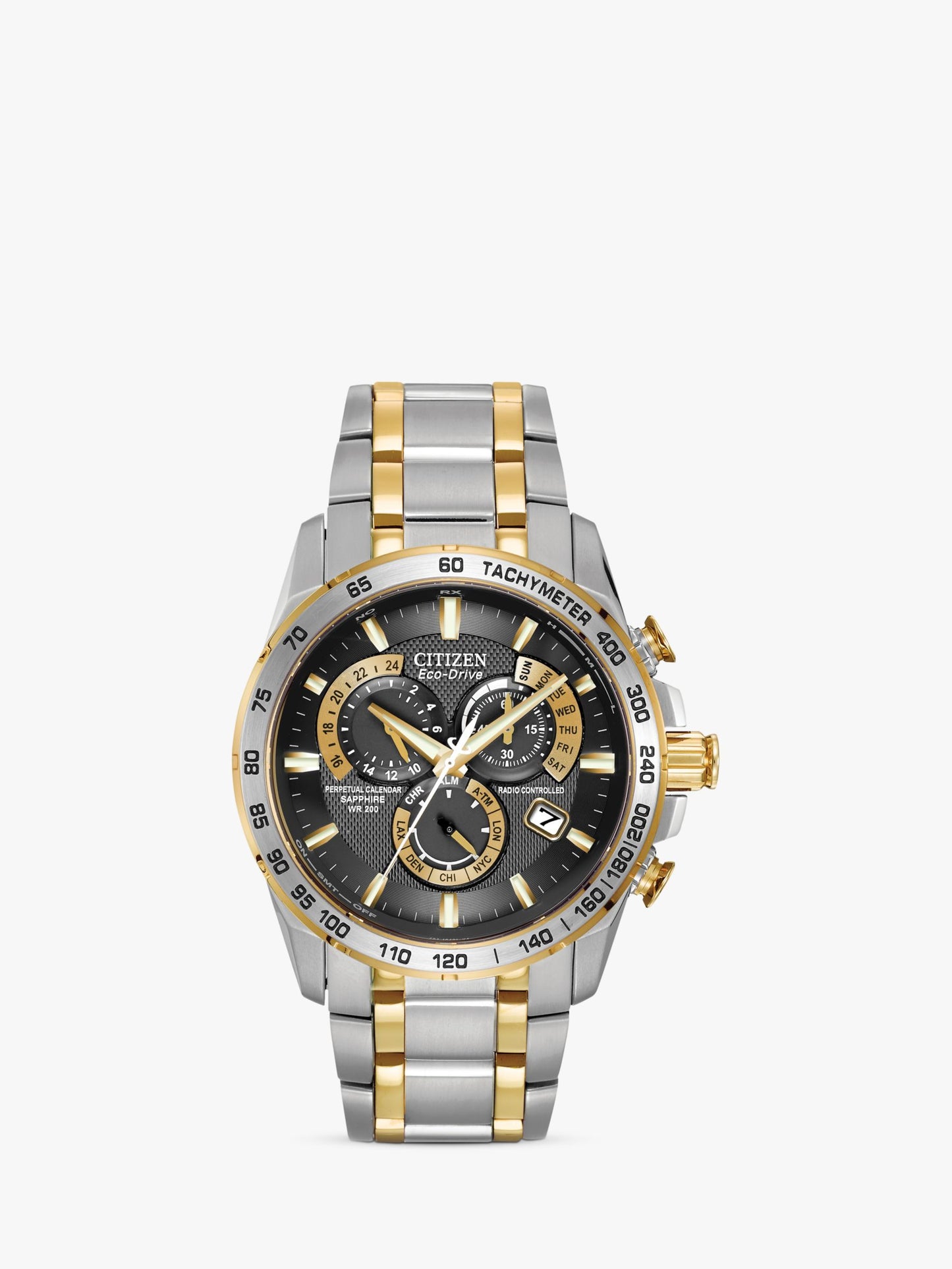 Gents Citizen Two Tone Brown Chronograph Eco Drive Watch