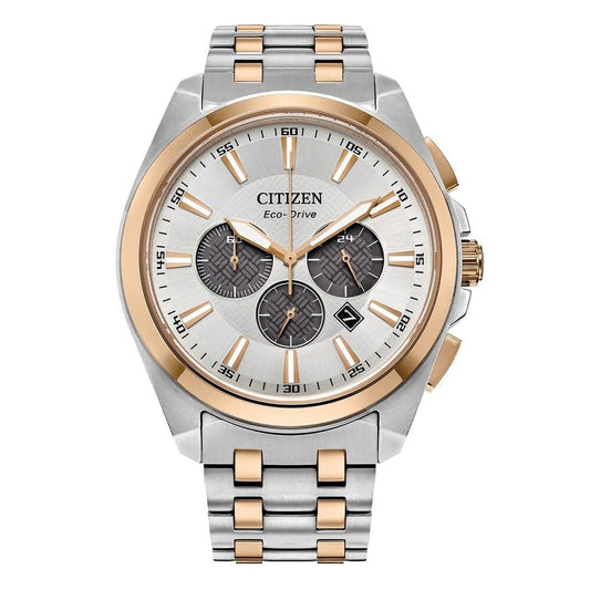 Gents Two Tone Citizen Silver Chronograph Watch