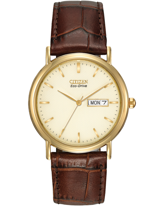 Stainless Steel Gold Classic Day/Date Eco Drive Citizen Watch