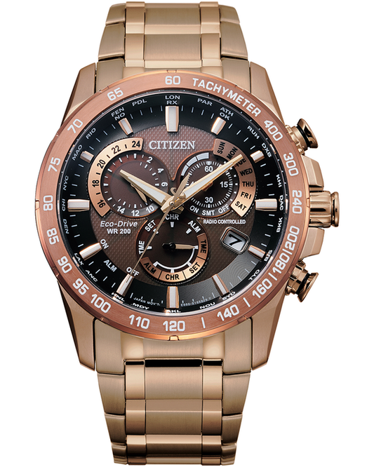 Gents Stainless Steel Rose Tone Perpetual Chrono Citizen Watch